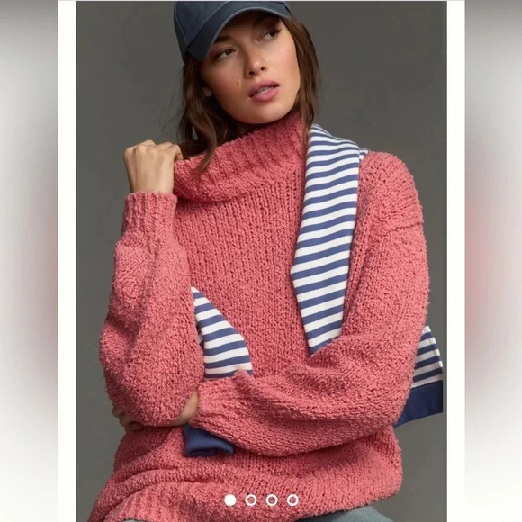 Anthropologie The Need-It Oversized Chunky Knit Mock Neck Sweater Size L - Picture 1 of 15